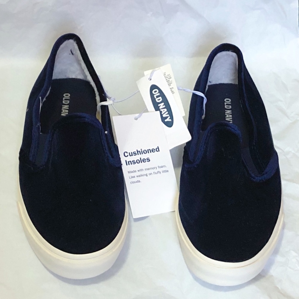 Old Navy Velvet Sherpa Lined Slip on Sneakers
